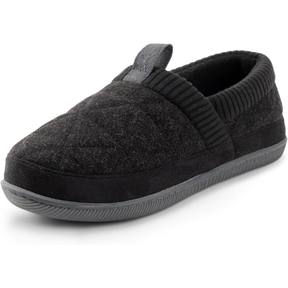 Women's Closed Back Knit Cuff Warm Lining Memory Foam Sole Black Slippers Boot